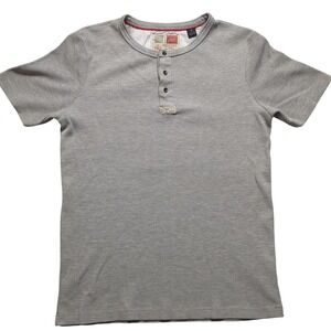 Scotch & Soda Waffle Knit Henley Shirt Short Sleeve Men Small Gray